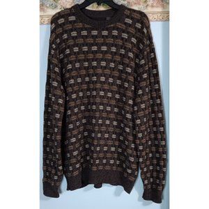Bill Blass XLT Brown Basket Weave Classic Vintage Grandpa Event Occasion Sweater